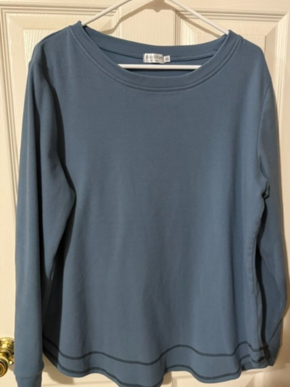 SimpleFun Women’s Blue Long Sleeve SKU271Top Size XLContrast Stitch Casual Shirt